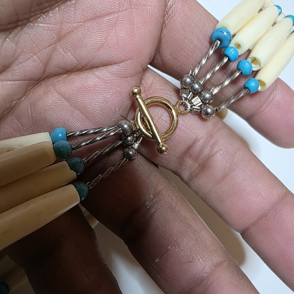 Native American Style Hair And Pipe Choker Necklace 15 Inches Long 4 Strand - Picture 7 of 8